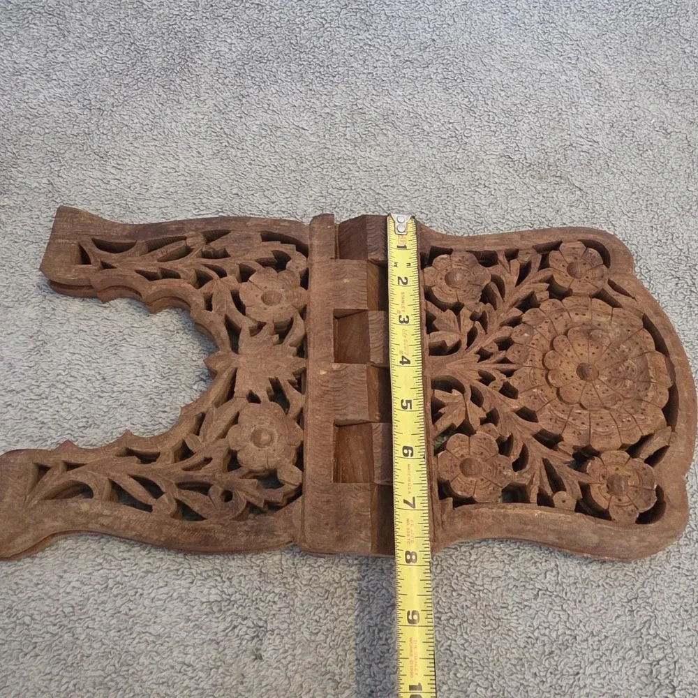 Handcarved Wooden Book Stand cookbook Family Bible